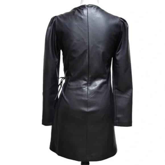 House of Harlow 1960 Tied Faux Leather Crossover wrap Mini Dresses XL - Picture 3 of 8
